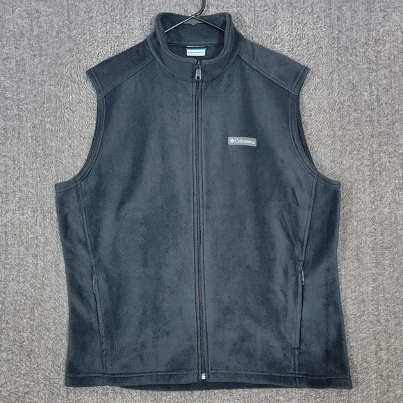 Columbia Vest Mens Large Gray Steens Mountain Fleece Full Zip Sleeveless - Picture 1 of 13